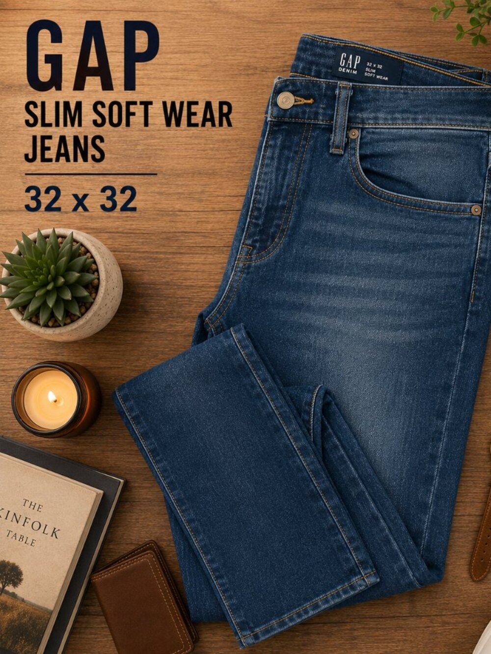 GAP Slim Soft Wear Jeans Men’s 34x32 Blue Stretch Slim Fit Denim Pants